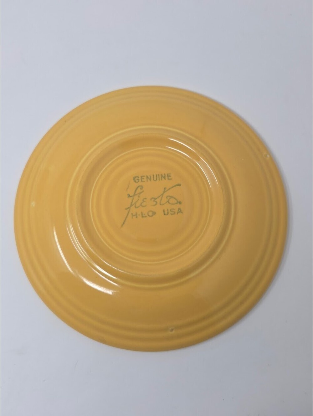 Vintage 1936 Genuine Fiesta HLC USA Yellow Saucer Plate 6 Inch Concentric Rings